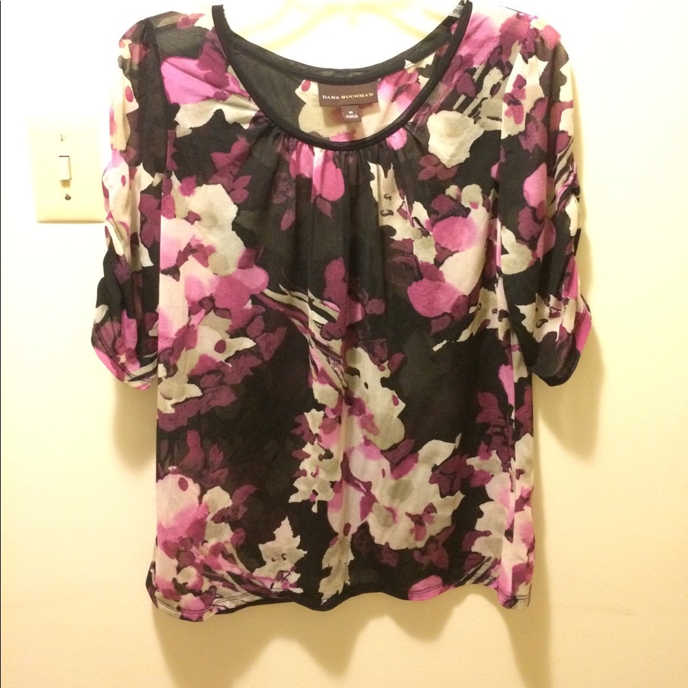 Beautiful Floral Blouse Black Pink